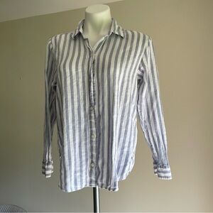 Abercrombie & Fitch Light Blue and White Striped Shirt